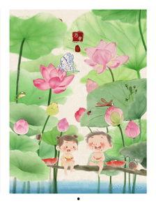 荷花吃瓜画